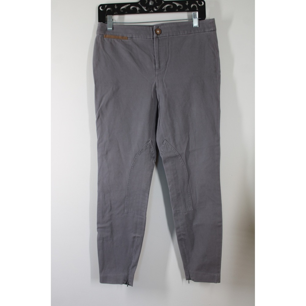 Lauren Ralph Lauren 6P Gray Equestrian Skinny Pants Knee Patch Ankle Zip